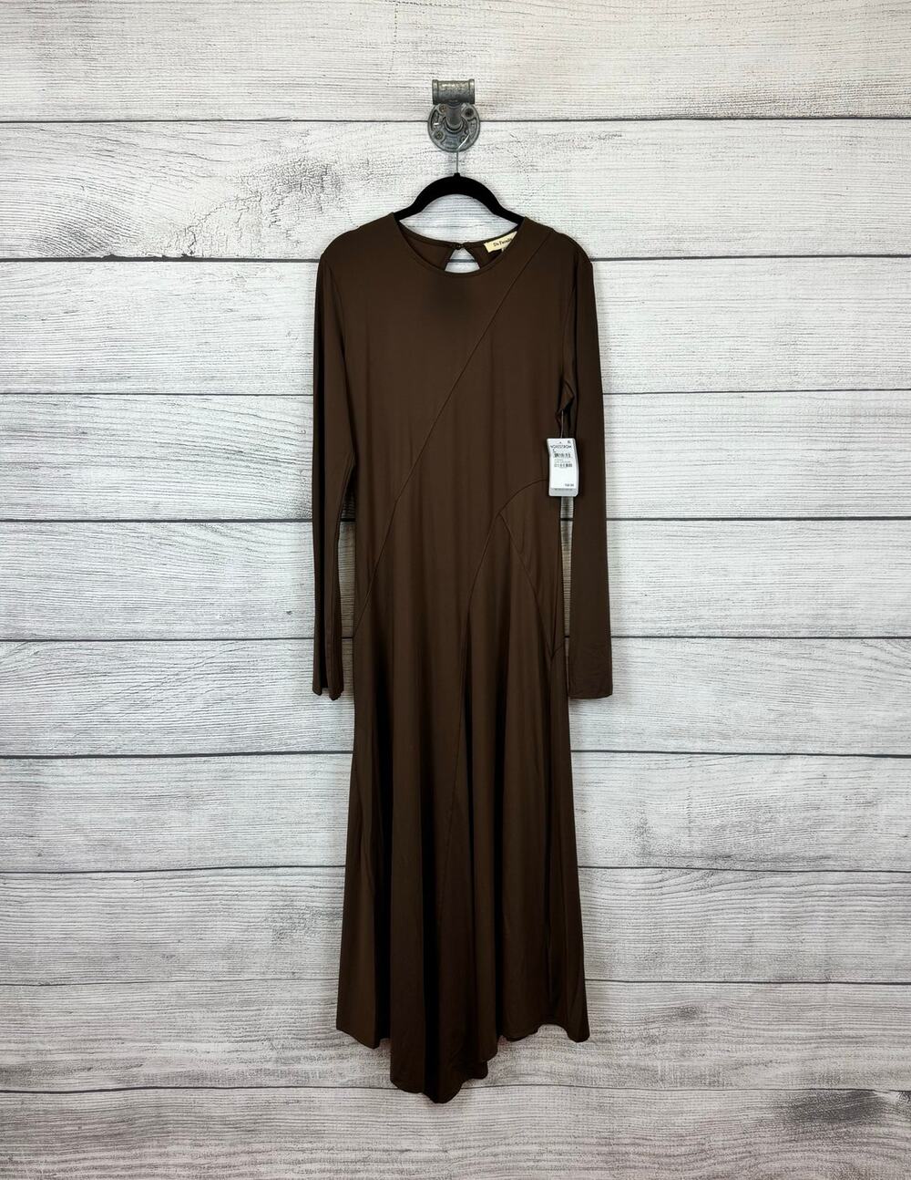 Du Paradis Women's Brown Long Sleeve Asymmetrical Hem Slinky Dress Size Medium